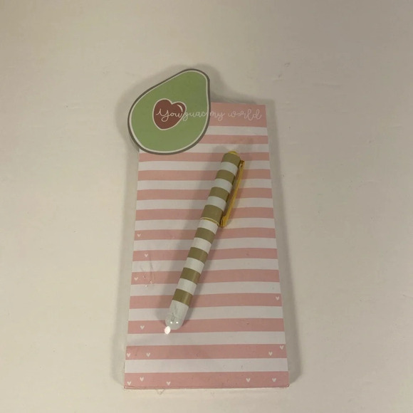 Lady Jayne Ltd Avocado & Striped Notepad & Pen Set - Picture 4 of 5